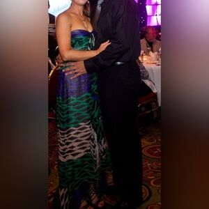 Strapless multi color BCBG dress